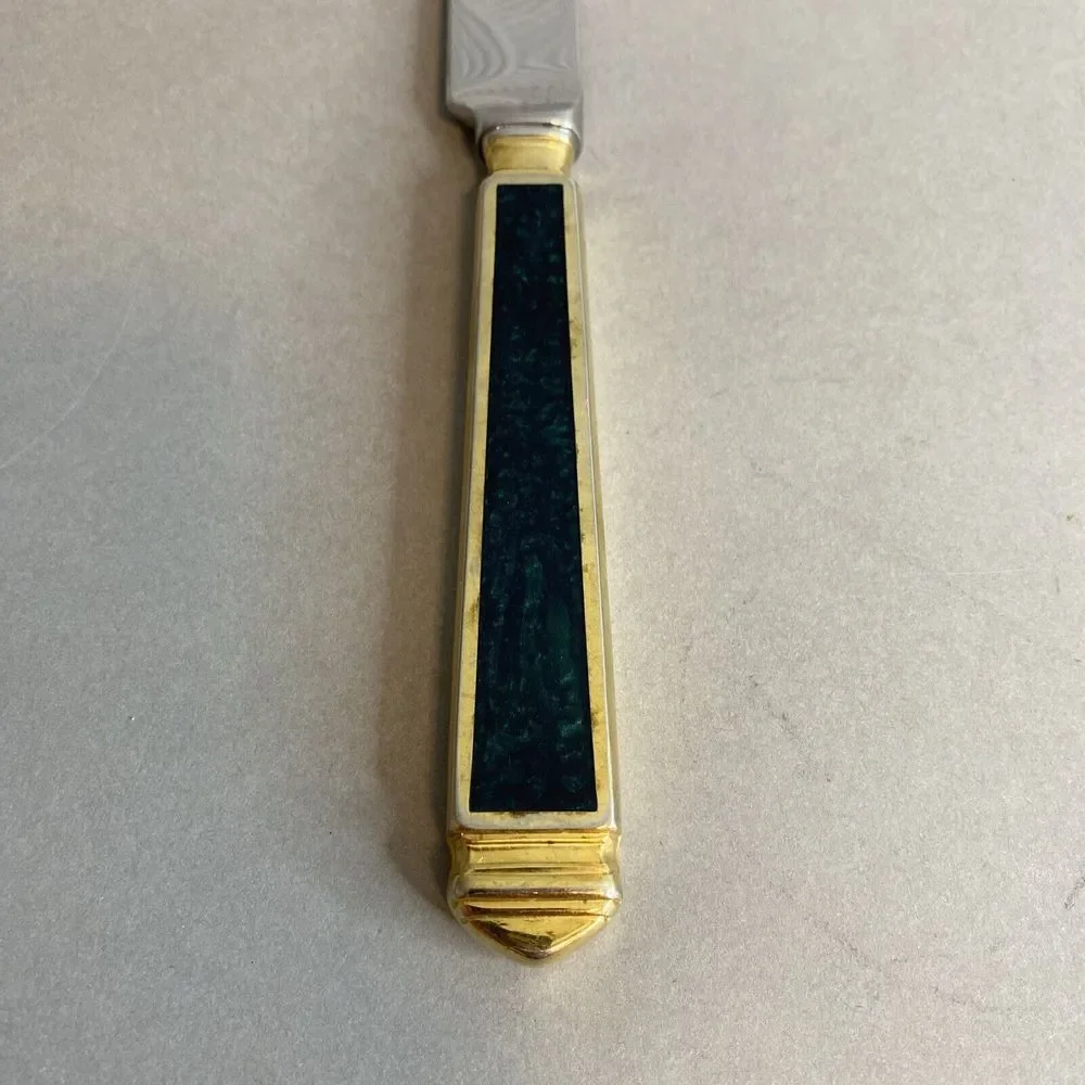 Yamazaki‎ Krystallos Blue Gold Accent Stainless Flatware Dinner Knife Japan